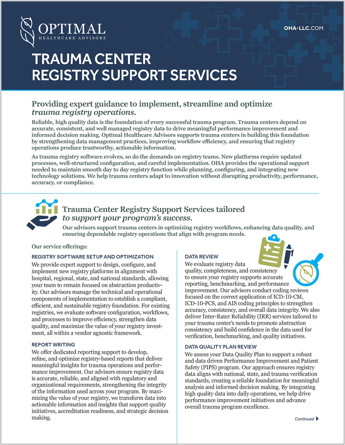 Trauma Center Registry Support Services brochure
